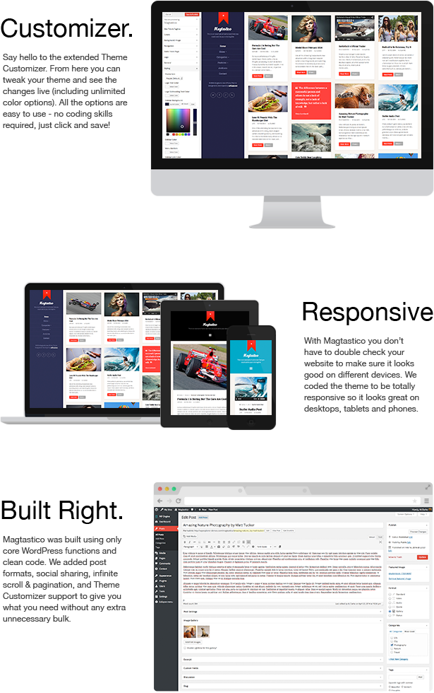 WordPress theme Magtastico Responsive Masonry Blog WordPress Theme (Personal)